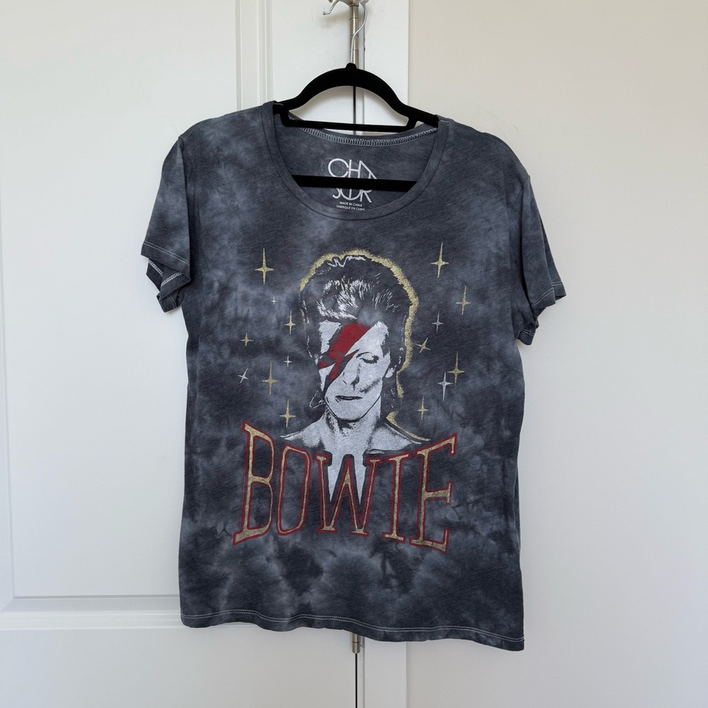 CHASER Gray Graphic T-Shirt with David Bowie Design